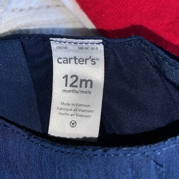 Carter’s, 12-18M, Darling Little Navy Dress, Silky Flowing Delicate Fabric - Picture 8 of 12